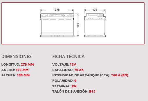 BATERÍA TUDOR AGM TK700 START STOP 70Ah 760A