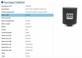  ECC085004 - FILTRO AIRE
