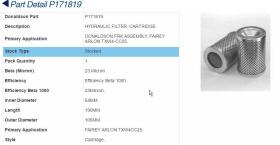 Donaldson P171819 - FILTRO HIDRAULICO 140071 18003 32321 mr2502a25a vpk5596