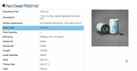  P502142 - FILTRO GASOIL MITSUBISHI CANTER
