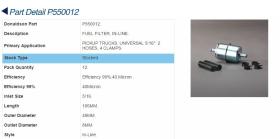  P550012 - FILTRO COMBUSTIBLE METALICO AEREO