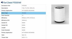  P550048 - FILTRO GASOIL ME006066 cmf9042