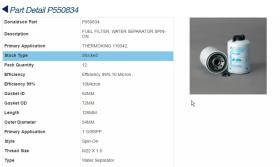 Donaldson P550834 - FILTRO GASOIL THERMOKING 119342