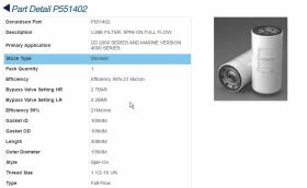 Donaldson P551402 - Filtro donaldson p551402