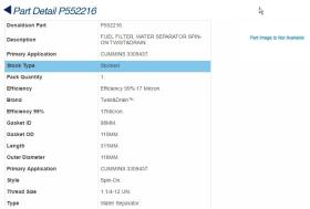 Donaldson P552216 - FILTRO COMBUSTIBLE