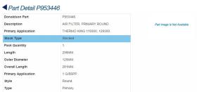 P953446 - FILTRO DONALDSON THERMO KING 119300   DA9300TK