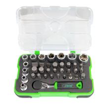 JBM 53156 - MINI ESTUCHE DE  37 PUNTAS Y VASOS CON CARRACA DE 1/4'