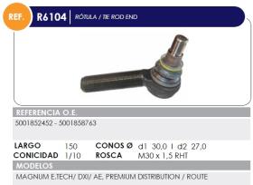 Material vario R6104 - ROTULA DCHA M30 CONO 27*30 INCLINADA 0014604248 14605048