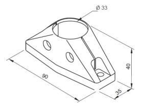 Happich riu 071180 - SOPORTE BARRA 33 MM PARA SUELO