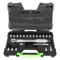 JBM 54269 - ESTUCHE DE 21 PUNTAS Y ADAPTADORES DE 1/4' CON LLAVE DINAMO