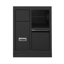 JBM 16493K - MUEBLE CON 3 CAJONES CON PORTABOBINA DE PAPEL - NEGRO