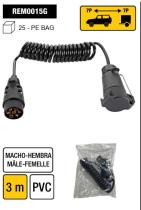 PICOYA REM0015G - CABLE ESPIRAL 7 PIN A 7 PIN 3 METROS MACHO HEMBRA